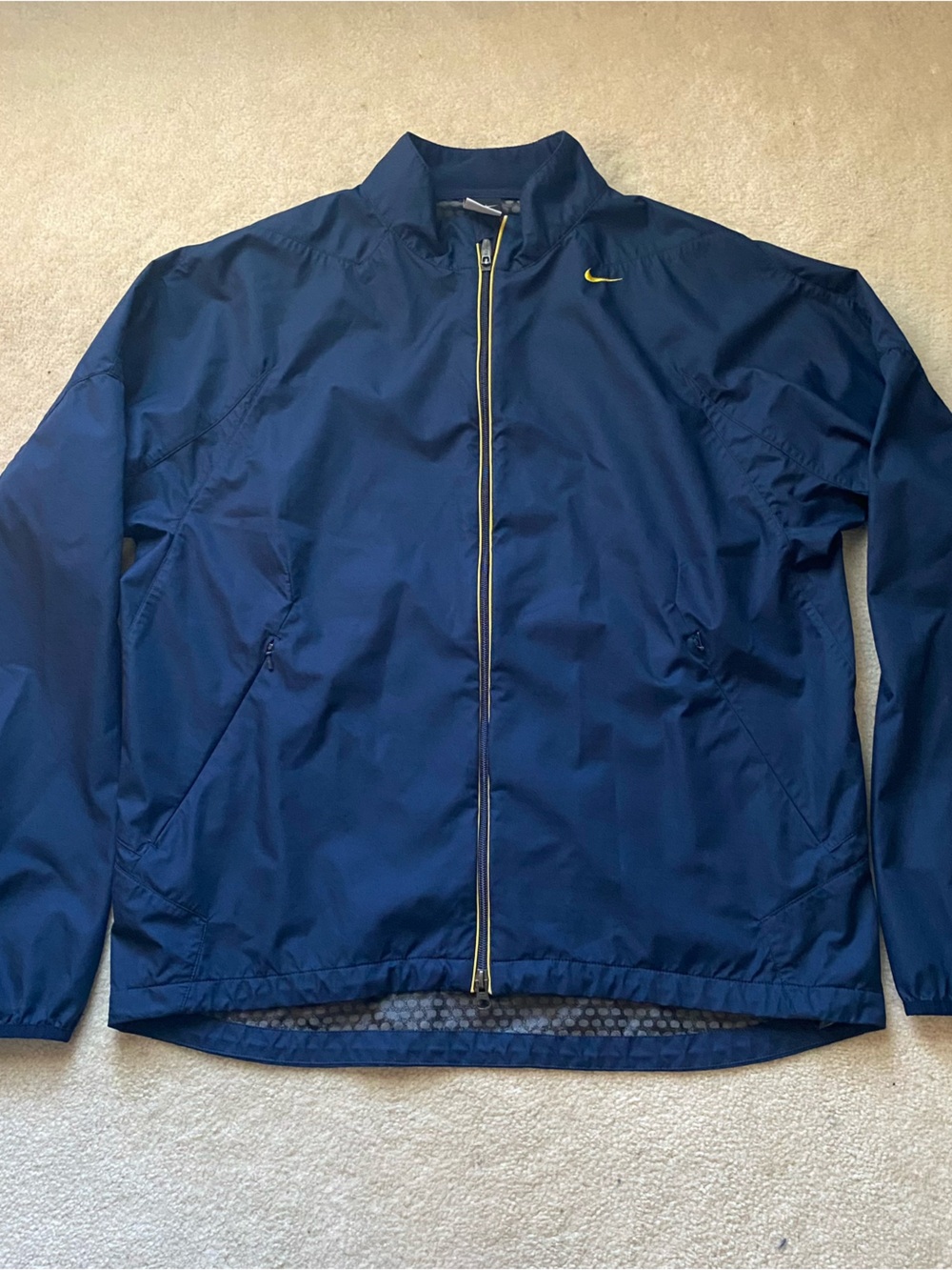 Nike Sphere React Mens Running Jacket Blue Gold Full Zip Windbreaker Large